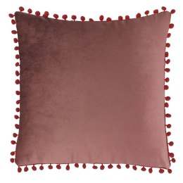 Poszewka z pomponami 40x40 bordowa welurowa dekoracyjna Lato 23
