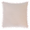Poszewka z pomponami 40x40 różowa jasna welurowa dekoracyjna Lato 24 Poszewka z pomponami 40x40 różowa jasna welurowa dekoracyjna Lato 24