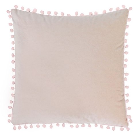 Poszewka z pomponami 40x40 różowa jasna welurowa dekoracyjna Lato 24 Poszewka z pomponami 40x40 różowa jasna welurowa dekoracyjna Lato 24