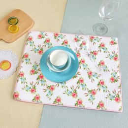 Mata do suszenia naczyń 38x51 Angielskie róże biała różowa