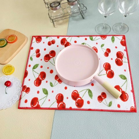 Mata do suszenia naczyń 38x51 Cherry wiśnie biała czerwona Mata do suszenia naczyń 38x51 Cherry wiśnie biała czerwona