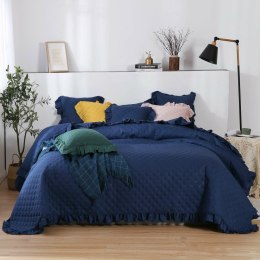 Narzuta z falbanką 140x200 Ruffy granatowa falbanka romby glamour dekoracyjna I2
