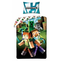 Pościel bawełniana 140x200 Minecraft dziecięca z poszewką 70x90 Kids 09