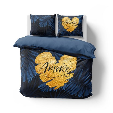 Pościel bawełniana 160x200 granatowa amore w liście 4414 A Holland 35 Pościel bawełniana 160x200 granatowa amore w liście 4414 A Holland 35