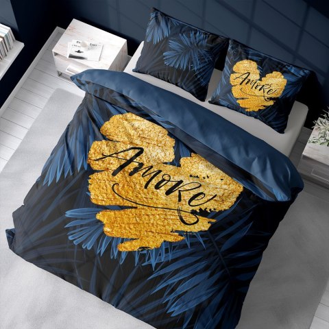 Pościel bawełniana 160x200 granatowa amore w liście 4414 A Holland 35 Pościel bawełniana 160x200 granatowa amore w liście 4414 A Holland 35