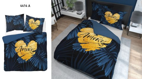 Pościel bawełniana 160x200 granatowa amore w liście 4414 A Holland 35 Pościel bawełniana 160x200 granatowa amore w liście 4414 A Holland 35