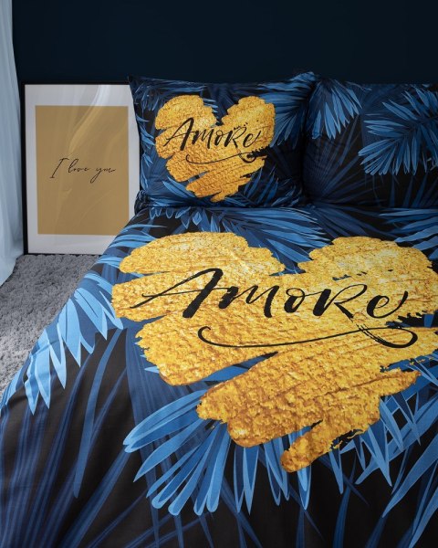 Pościel bawełniana 160x200 granatowa amore w liście 4414 A Holland 35 Pościel bawełniana 160x200 granatowa amore w liście 4414 A Holland 35