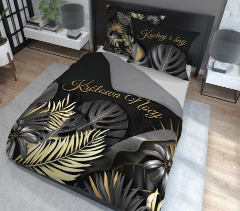 Pościel bawełniana 160x200 królowa mocy grafitowa czarna liście 4423 A Holland 35 Pościel bawełniana 160x200 królowa mocy grafitowa czarna liście 4423 A Holland 35