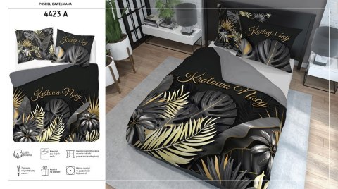 Pościel bawełniana 220x200 królowa mocy grafitowa czarna liście 4423 A Holland 35 Pościel bawełniana 220x200 królowa mocy grafitowa czarna liście 4423 A Holland 35