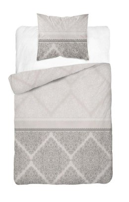 Pościel flanelowa 140x200 beżowa geometria ornamenty pasy 4514 A Flanela 2023