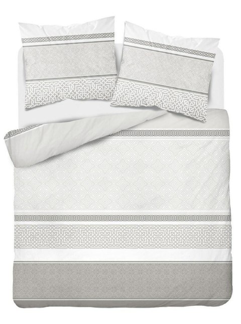 Pościel flanelowa 220x200 beżowa pasy ornamenty 4520 B Flanela 2023 Pościel flanelowa 220x200 beżowa pasy ornamenty 4520 B Flanela 2023