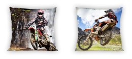 Poszewka bawełniana 40x40 Cross motocykl beżowa niebieska dwustronna Faro