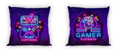 Poszewka bawełniana 40x40 Neon fioletowa młodzieżowa dwustronna Faro