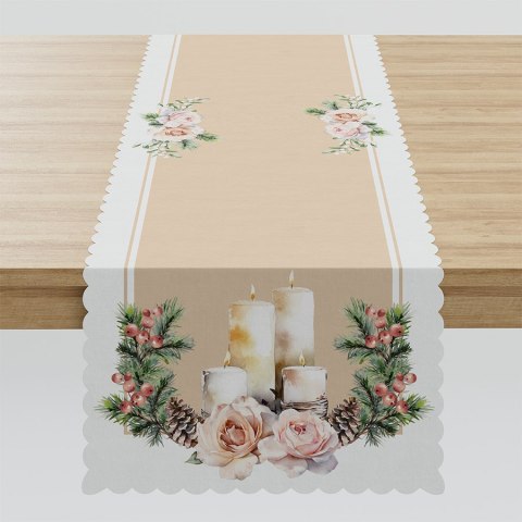 Bieżnik świąteczny wodoodporny 38x140 Nina beżowy jemioła P00165/KSP/C01/038140/1 Bieżnik świąteczny wodoodporny 38x140 Nina beżowy jemioła P00165/KSP/C01/038140/1