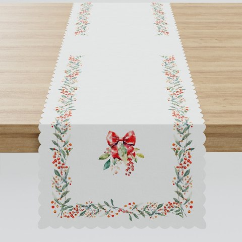 Bieżnik świąteczny wodoodporny 38x160 Nina biały jarzębina P00164/KSP/C01/038160/1 Bieżnik świąteczny wodoodporny 38x160 Nina biały jarzębina P00164/KSP/C01/038160/1