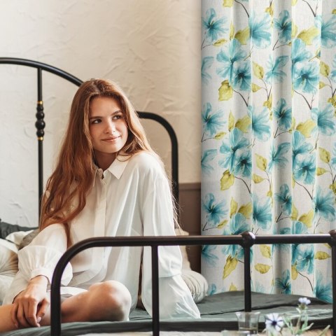 Firana 140x270 Sofia biała niebieska gotowa na taśmie Eurofirany Firana 140x270 Sofia biała niebieska gotowa na taśmie Eurofirany