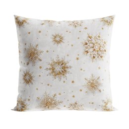 Poszewka świąteczna dekoracyjna 40x40 Velvet biała złote śnieżynki PBN160/POP/001/040040/1