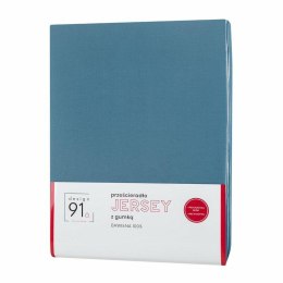 Prześcieradło jersey z gumką 90x200 niebieskie na wysoki materac 25 cm 125 g/m2