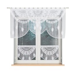 RANI Zazdrostka makramowa żakardowa gotowa, szerokość 60 x wysokość 50cm, kolor 001 biały 001474/PBL/001/060050/1