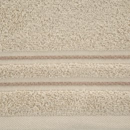 Ręcznik Emina 70x140 beżowy zdobiony stebnowaną bordiurą 500 g/m2 Eurofirany