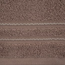 Ręcznik Emina 70x140 brązowy zdobiony stebnowaną bordiurą 500 g/m2 Eurofirany