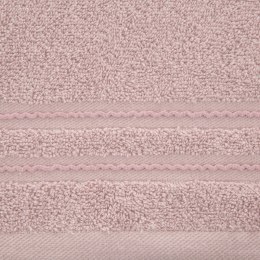 Ręcznik Emina 70x140 pudrowy zdobiony stebnowaną bordiurą 500 g/m2 Eurofirany