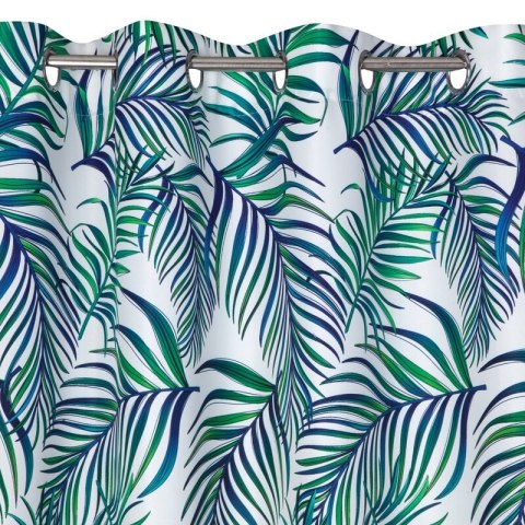 Zasłona 140x250 Palms liście turkusowa zielona gotowa na przelotkach Zasłona 140x250 Palms liście turkusowa zielona gotowa na przelotkach
