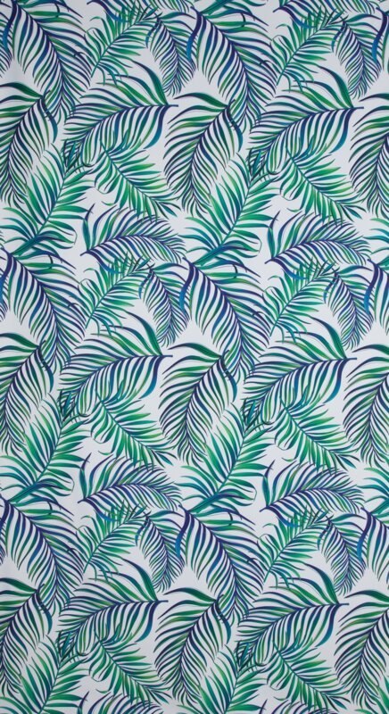 Zasłona 140x250 Palms liście turkusowa zielona gotowa na przelotkach Zasłona 140x250 Palms liście turkusowa zielona gotowa na przelotkach
