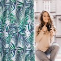 Zasłona 140x250 Palms liście turkusowa zielona gotowa na przelotkach Zasłona 140x250 Palms liście turkusowa zielona gotowa na przelotkach