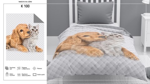 Narzuta młodzieżowa 170x210 kotek i piesek przytulaski K 100 Bedspread 13 Narzuta młodzieżowa 170x210 kotek i piesek przytulaski K 100 Bedspread 13