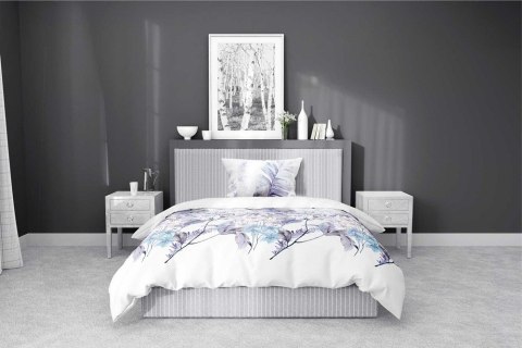 Pościel bawełniana 140x200 biała niebieska wrzosowa kwiaty z jedną poszewką 4463 B bawełna 40 Pościel bawełniana 140x200 biała niebieska wrzosowa kwiaty z jedną poszewką 4463 B bawełna 40