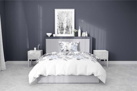 Pościel bawełniana 140x200 biała szara błękitna kwiaty z jedną poszewką 4462 B bawełna 40 Pościel bawełniana 140x200 biała szara błękitna kwiaty z jedną poszewką 4462 B bawełna 40