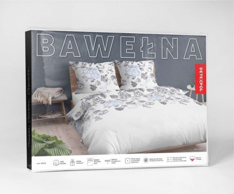 Pościel bawełniana 140x200 biała szara błękitna kwiaty z jedną poszewką 4462 B bawełna 40 Pościel bawełniana 140x200 biała szara błękitna kwiaty z jedną poszewką 4462 B bawełna 40