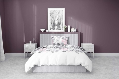 Pościel bawełniana 140x200 biała szara różowa kwiaty z jedną poszewką 4462 A bawełna 40 Pościel bawełniana 140x200 biała szara różowa kwiaty z jedną poszewką 4462 A bawełna 40