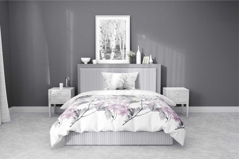 Pościel bawełniana 140x200 biała szara różowa kwiaty z jedną poszewką 4463 A bawełna 40 Pościel bawełniana 140x200 biała szara różowa kwiaty z jedną poszewką 4463 A bawełna 40