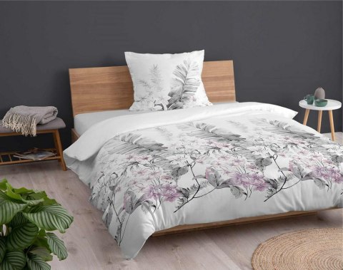 Pościel bawełniana 140x200 biała szara różowa kwiaty z jedną poszewką 4463 A bawełna 40 Pościel bawełniana 140x200 biała szara różowa kwiaty z jedną poszewką 4463 A bawełna 40
