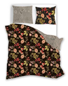 Pościel bawełniana 160x200 Flovery 004 kwiaty czarna beżowa kolorowa 23 Faro