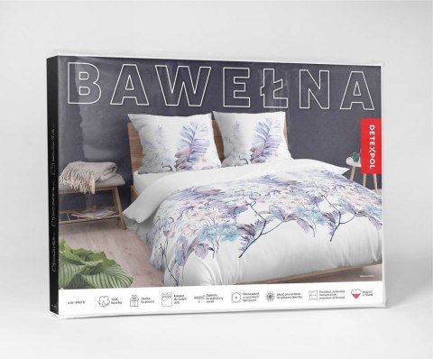 Pościel bawełniana 180x200 biała niebieska wrzosowa kwiaty 4463 B bawełna 40 Pościel bawełniana 180x200 biała niebieska wrzosowa kwiaty 4463 B bawełna 40