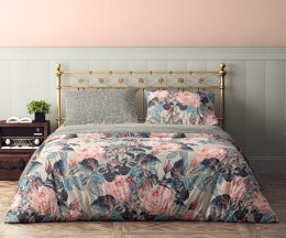 Pościel bawełniana 220x200 Flovery 001 kwiaty szara różowa 23 Faro