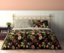 Pościel bawełniana 220x200 Flovery 004 kwiaty czarna beżowa kolorowa 23 Faro