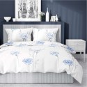 Pościel bawełniana 220x200 biała niebieska kwiaty 4460 A bawełna 40 Pościel bawełniana 220x200 biała niebieska kwiaty 4460 A bawełna 40