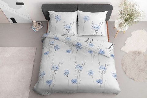 Pościel bawełniana 220x200 biała niebieska kwiaty 4460 A bawełna 40 Pościel bawełniana 220x200 biała niebieska kwiaty 4460 A bawełna 40