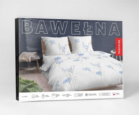 Pościel bawełniana 220x200 biała niebieska kwiaty 4460 A bawełna 40 Pościel bawełniana 220x200 biała niebieska kwiaty 4460 A bawełna 40