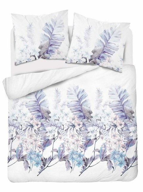 Pościel bawełniana 220x200 biała niebieska wrzosowa kwiaty 4463 B bawełna 40 Pościel bawełniana 220x200 biała niebieska wrzosowa kwiaty 4463 B bawełna 40