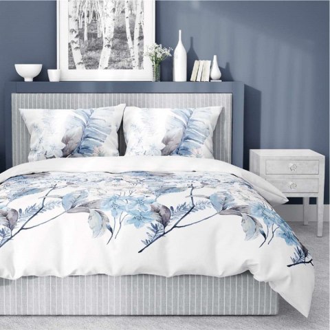 Pościel bawełniana 220x200 biała niebieska wrzosowa kwiaty 4463 B bawełna 40 Pościel bawełniana 220x200 biała niebieska wrzosowa kwiaty 4463 B bawełna 40