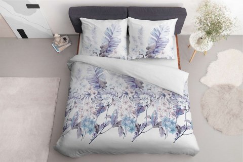 Pościel bawełniana 220x200 biała niebieska wrzosowa kwiaty 4463 B bawełna 40 Pościel bawełniana 220x200 biała niebieska wrzosowa kwiaty 4463 B bawełna 40