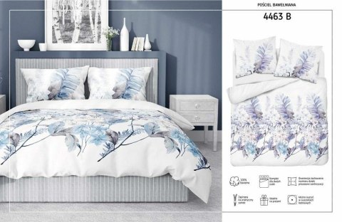 Pościel bawełniana 220x200 biała niebieska wrzosowa kwiaty 4463 B bawełna 40 Pościel bawełniana 220x200 biała niebieska wrzosowa kwiaty 4463 B bawełna 40