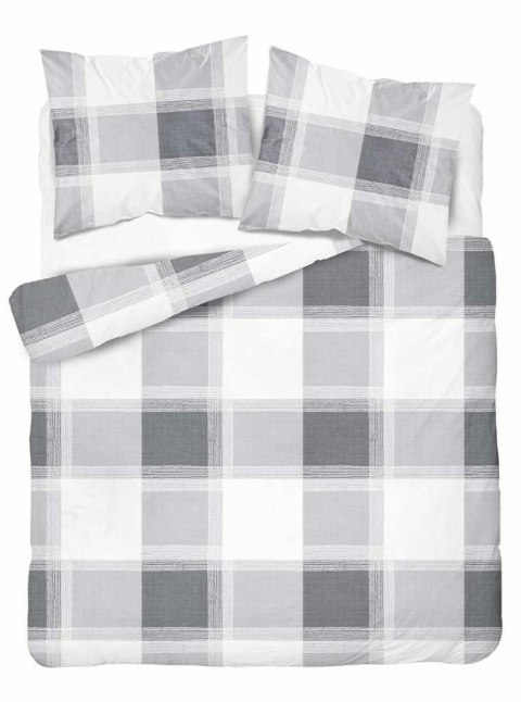 Pościel bawełniana 220x200 kratka szara 4459 B bawełna 40