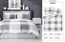 Pościel bawełniana 220x200 kratka szara 4459 B bawełna 40