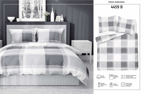 Pościel bawełniana 220x200 kratka szara 4459 B bawełna 40 Pościel bawełniana 220x200 kratka szara 4459 B bawełna 40